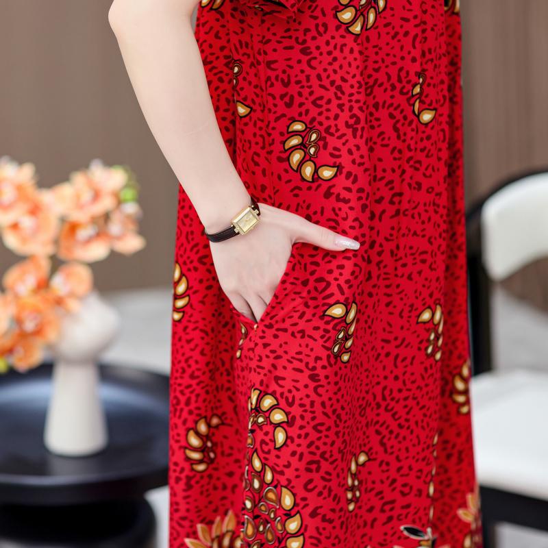 Elegant Long Dresses with Sleeves Plus Size Casual Loose Short Sleeve Vintage Dress for Women Summer Clothes