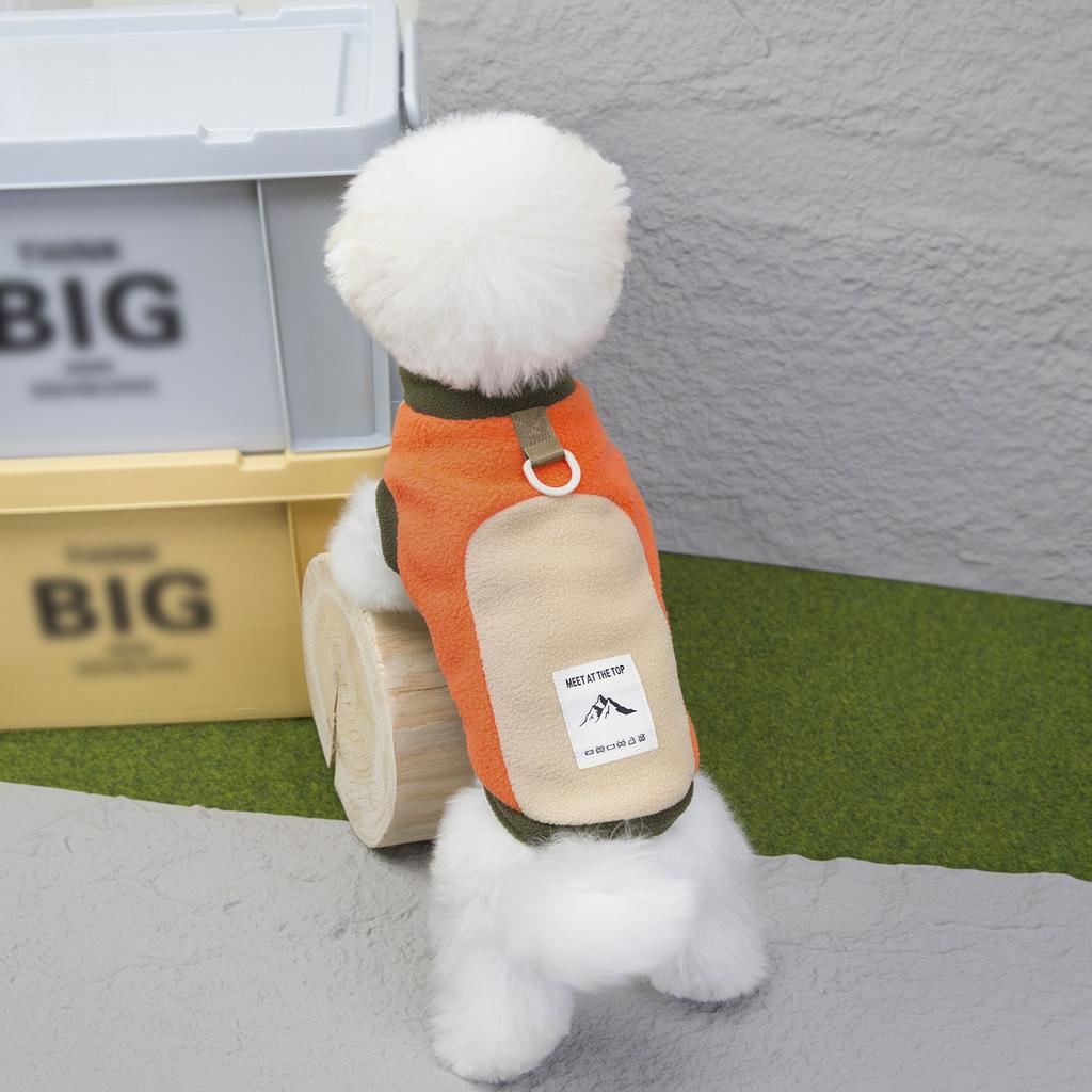 Winter Thick Fleece Two-Legged Dog Clothes Color-Block Pet Apparel for Cold Weather Warm Winter Pet Jacket Small Breed Outfit