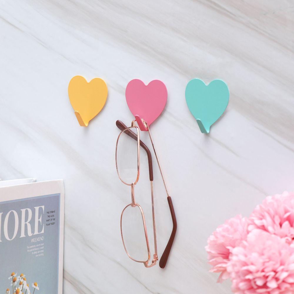 Supplies Heart-shaped No Trace Strong Adhesive Storage Racks Hanger Hooks Wall Hook Key Holder