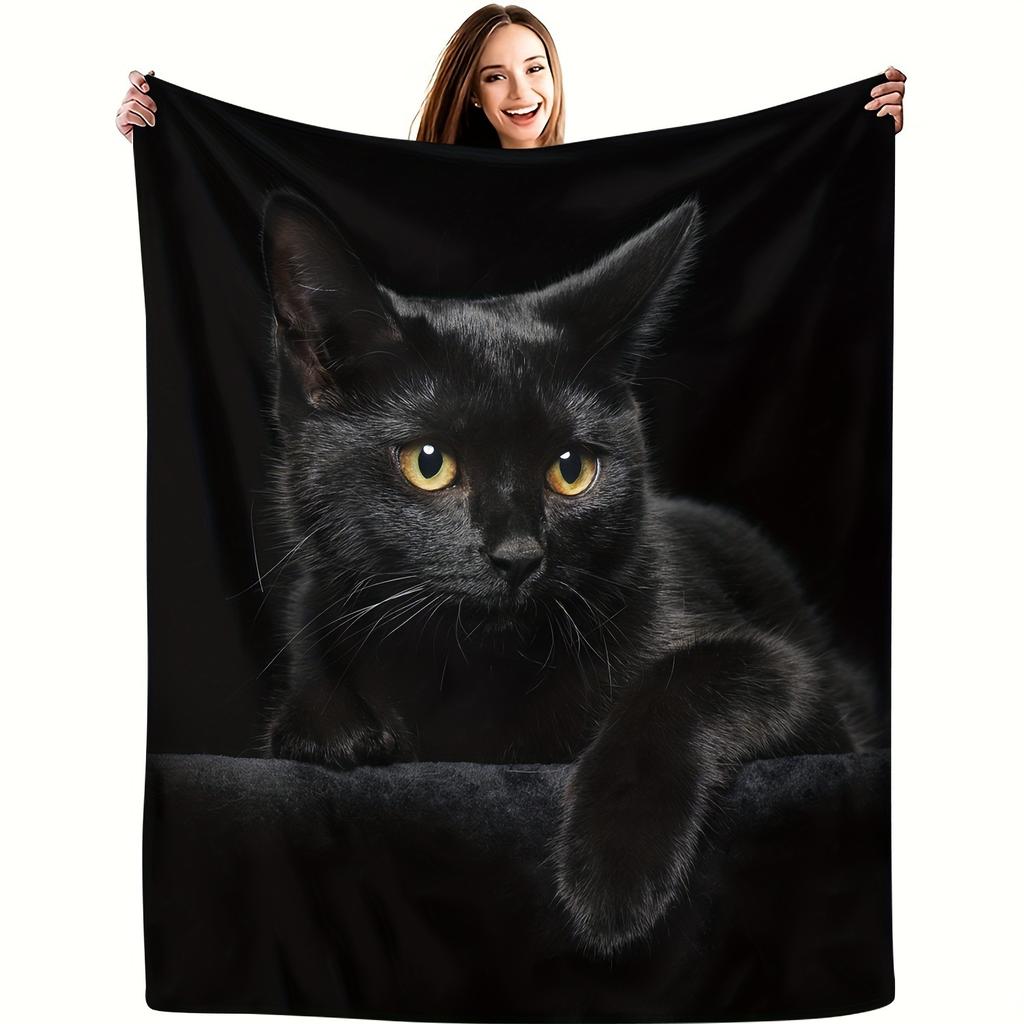 Cute Pet Cute Cat Blanket Fun Kitten Soft Flannel Blanket Modern Suitable for Home Air Conditioner Blanket