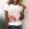 Summer Fashion Flower Rose 3D Print T-shirts Women Streetwear Casual Short Sleeve T Shirt O-neck Tees Tshirt