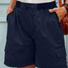 Women Shorts High Waist Adjustable Drawstring Cargo Shorts with Pockets Solid Color Summer Casual Shorts Daily Wear
