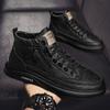 Spring Men's Shoes New Breathable Non-slip High-top Chef Shoes for Men's Korean Versatile Black Leather Shoes Casual Board Shoes