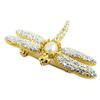 [Q5658] - Handmade Brooch 'Cleopatra' Golden White (dragonfly) - 50x48 Mm