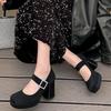 Fashion Temperament Retro White Light Mouth Thick Heel High Heels Women's 2025 New Versatile Height Increase Mary Jane Single Shoes