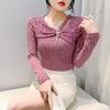Stylish Diagonal Collar Hollow T-shirt Women's Long-sleeved Winter Bottoming Shirt Versatile and Thin Top