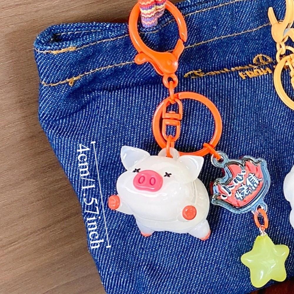 Cartoon Roast Suckling Pig Keyring Funny Toast Pretzel Keychain Bag Hanging