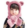 KAKELO KAKELO Winter Fur Knit Hat with Fluffy Bear Animal Design for Babies and Kids Hat, Scarf, Ears, (Pink)