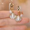 Cat Eye Stone Ginkgo Leaf Earrings Fashion Ear Buckle Earrings Temperament Water Drop Dangle Earrings Jewelry