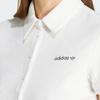 Adidas Originals Striped Towel Button-Up Tee Vintage Fashion Slim Soft Short Sleeve T-Shirt Women Tops Cloud-White JC5334