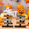 Trick or Treat Halloween Wooden Ornaments Festival Atmosphere Prop Desk Ornaments Pumpkin Ghost DIY Gifts Pumpkin Ghost Decor