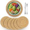 Handmade Rattan Placemats - Round Woven Table Runners for Dining Room, Heat Resistant, Fall, Halloween, Thanksgiving, Christmas