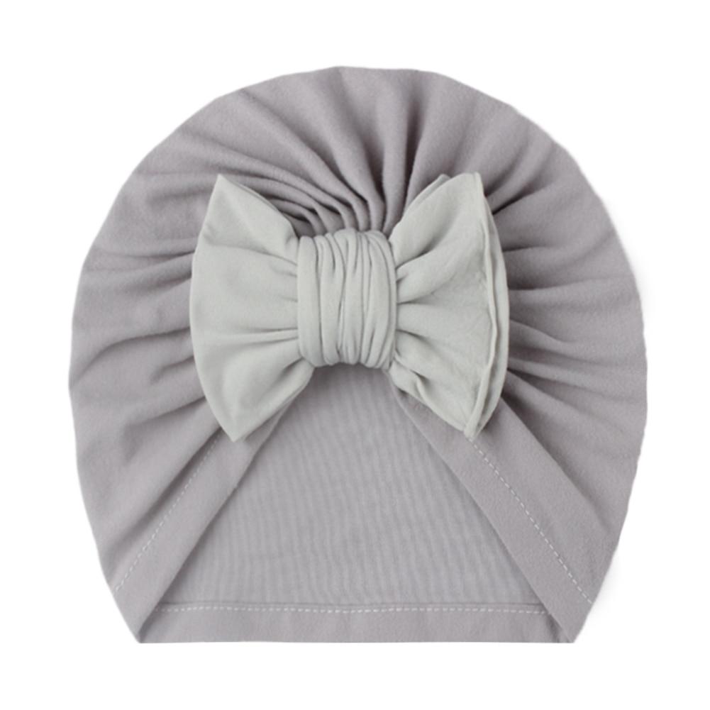 Solid Baby Cotton Cute Bear Ear Bowknot Turban Hats Sweet Soft 0-4T Elastic Caps for Newborn Baby Boy Girls Headwraps