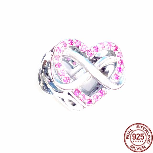 Sparkling Leveled Heart & Family Infinity Red Heart Charm 925 Sterling Silver Women Jewelry Beads Fit Original Fasion Bracelet