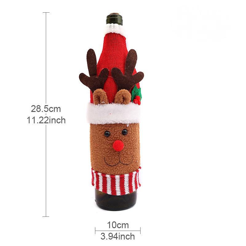 Kitchen Supplies Creative Flannelette Elderly Wine Bottle Cover, Snowman Wine Bottle Bag, Christmas Decoration, Knitted Cartoon Wine Bottle Cover