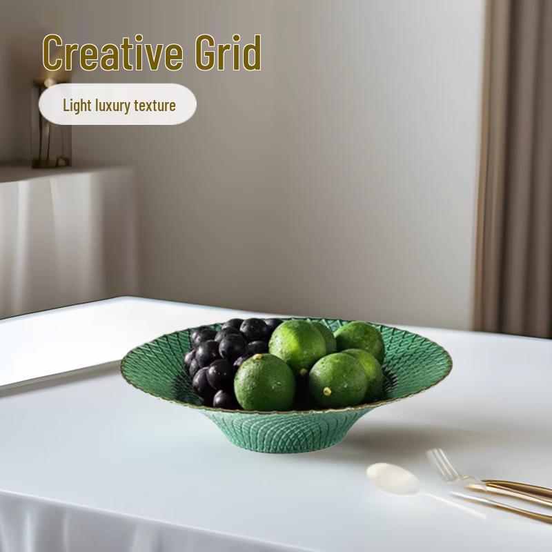 European High-Footed Glass Fruit Bowl - Large Capacity Candy & Dried Fruit Plate for Living Room