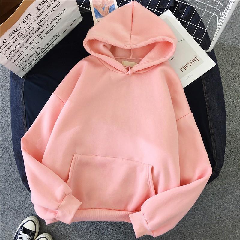 Women's Fashion Casual Solid Color Hooded Sweatshirt Loose Sports Tops Pullover
