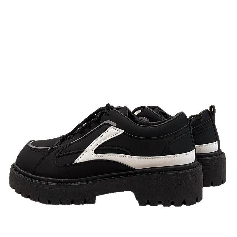 2025 New Men's Wide Toe Lace Up Shoes Vintage Retro Chunky Sole Ankle Boots Casual Comfortable Non-Slip Black Sneakers