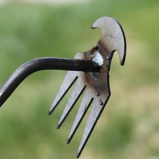 Инструмент для ленивой прополки, инструмент для прополки, двойного назначения, ручная мотыга для удаления сорняков, 4 зубца, кованая ручная машина из марганцевой стали