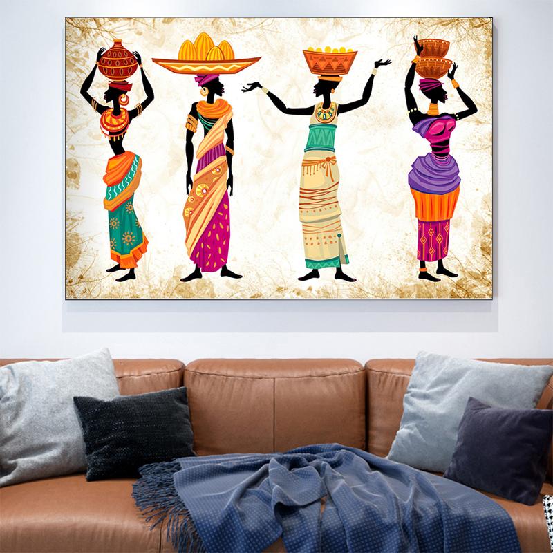 Abstract Black African Woman Paintings Canvas Cuadros Tribe Posters and Prints Wall Art for Living Room Home Decor Cuadros
