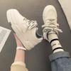 Summer New Muffin Thick Bottom Color Matching Lace Up Casual Shoes Female Stylish and Lightweight Breathable Sports White Shoes