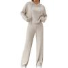 2 Pcs/Set Women Hoodie Pants Suit Drawstring Thread Long Sleeves Solid Color
