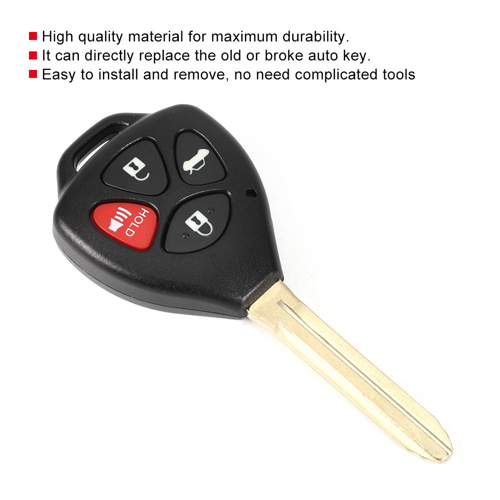 4 Buttons Car Remote Control Key Replacement Black Fits for Toyota Corolla 0810