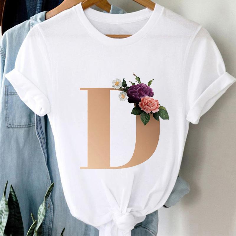 Woman Tshirts 26 Letter Customization T-Shirt Ladies Fashion Top Female Tees Casual T Shirt Summer Short Sleeve Femme