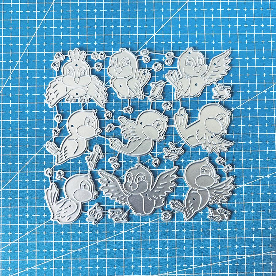 9pcs/set Birds Metal Cutting Dies Cut Die Mold Decoration Scrapbook Paper Craft Embossing Folder Photo Album Decorative Craft