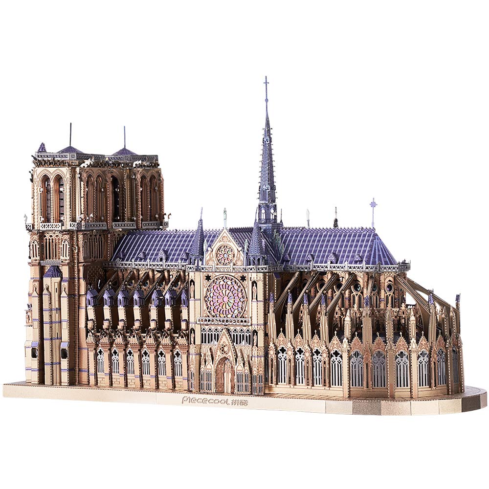 Piececool 3D Puzzle Notre Dame Cathedral Famous Paris Architecture Building 3D 3D Puzzle Metallic Nano Puzzle Metal Assembly Required No Adhesive 5