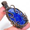 Natural Lapis Lazuli Gemstone Handmade Copper Wire Wrap Pendant 2.56" Q2p97