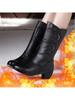 2024 Winter Leather Women Winter Boots Thick Wool Warm Women High-heeled Genuine Boot High-quality Female Snow Boots Women Shoes