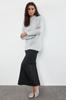 Women's Fashion Stylish Sweater Green Soft Textured Stand-Up Collar Seamless Knitwear Sweater