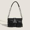 Texture Fashion Female Bag Autumn Korean Motorcycle Bag Temperament Underarm Bag Shoulder Bag Chain Small Square Bag