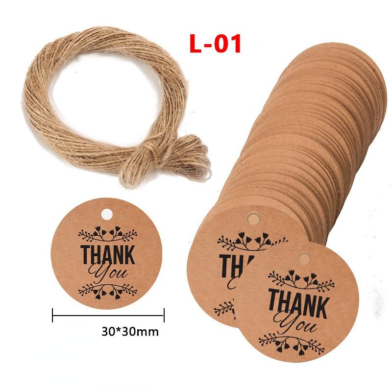 About 50PCS Kraft Paper Tags DIY Handmade/Thank You Multi Style Crafts Hang Tag With Rope Labels Gift Wrapping Supplies Wedding Favors