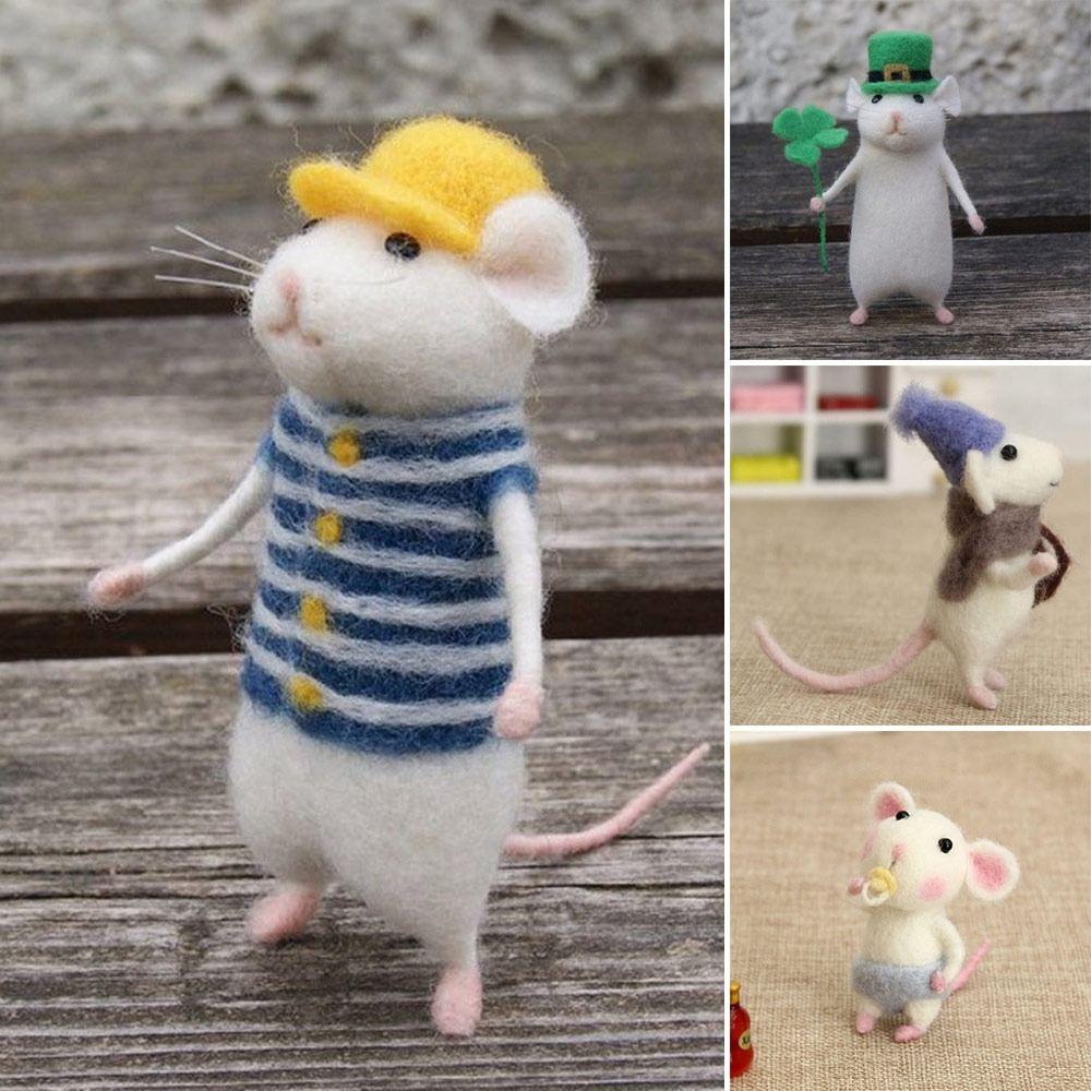 Non-Finished Poked Needle Kit Wool Kits Gift Mouse Wool Felting Mouse Ornament Felt Toy Doll