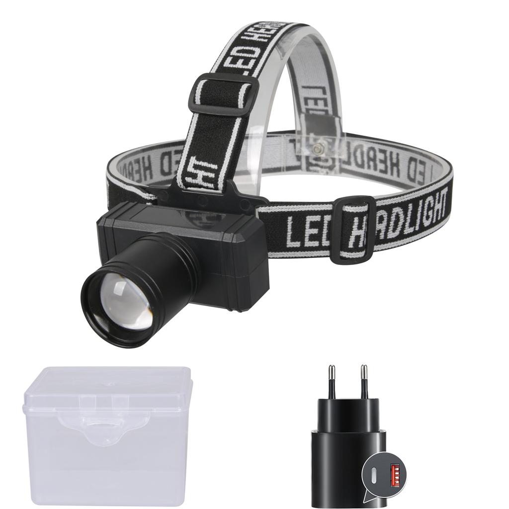 Outdoor Portable Mini Powerful LED Headlight USB Rechargeable Head Lamp with 3 Lighting Modes for Camping Fishing Work Lamp