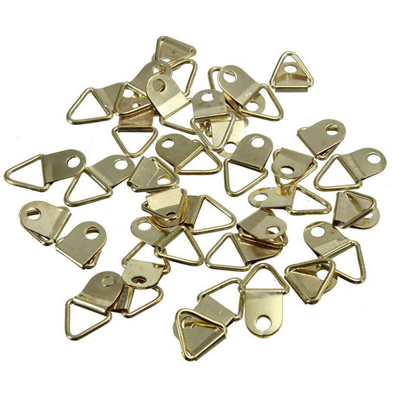 20Pc / Packaged Gold Brass Triangle Photo Frame Wall Hook Rings