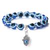 10mm Lucky Blue Evil Eye Bracelet Palm Butterfly Owl Elephant Pendant Charm Crystal Resin Beaded Bracelets for Women Men Jewelry