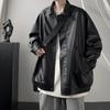 Men's Fashion Motorcycle Faux Leather Coat Loose Vintage  Jackets Pilot Jacket