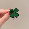 Emerald Four-Leaf Clover Retro Brooch - Anti-Exposure Pin 