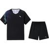 Versatile Pullover Comfortable Short Sleeve Simple Solid Color Lace-Up Shorts Casual Sports Suit Men Suit 952537205-2