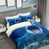 3pcs Shark Mouth Bedding Set - Breathable Polyester Duvet Cover & Pillowcases Zip Closure All-Season Comfort -Queen/King Sizes