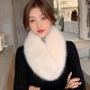 Новый зимний меховой воротник для волос, шарф из искусственного меха, однотонная шаль, женский меховой шарф, манишка из искусственной шерсти