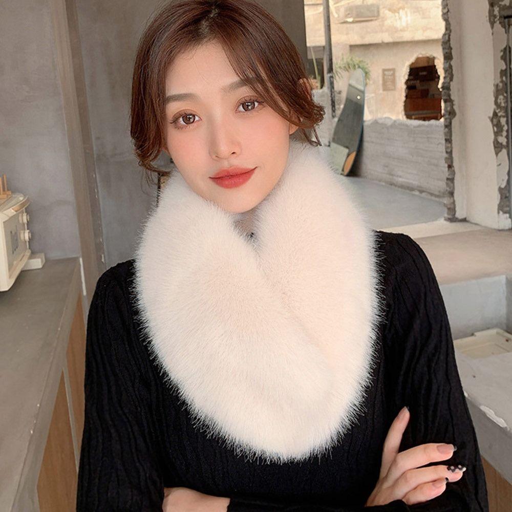 Новый зимний меховой воротник для волос, шарф из искусственного меха, однотонная шаль, женский меховой шарф, манишка из искусственной шерсти