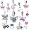 The Latest 925 Sterling Copper Butterfly Flower Series Original Charm Fashion Bead Pendant Is Suitable For Girls To Make Gifts