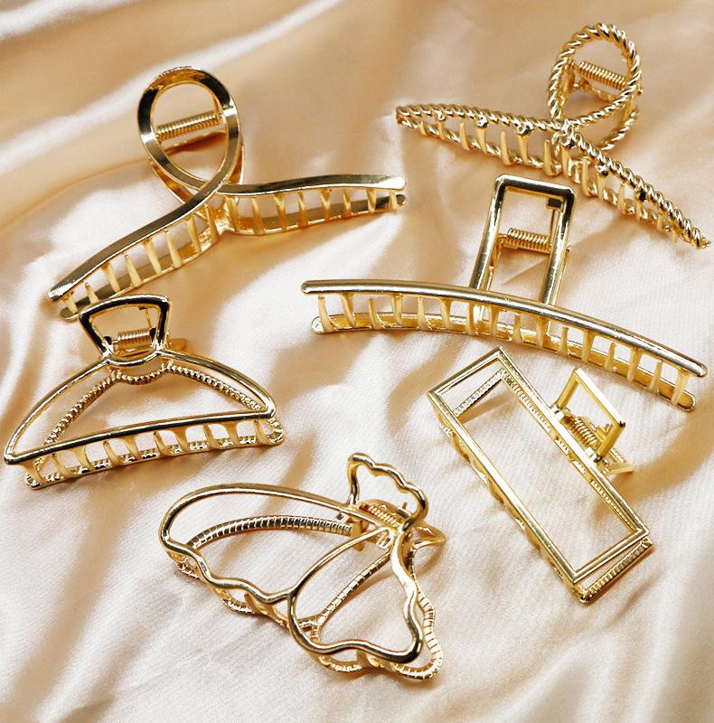 Korean Simple Metal Gold Hair Claw Butterfly Geometric Elegant Hair Clip Claw Clamp for Girls Headwear Women Hair Accessories