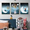 Modern Cartoon Space Astronaut Planet Children Poster Moon Kindergarten Bedroom Home Decoration Painting Canvas Wall Art Picture