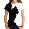 Cartoon Cat Printed T-shirt Drawing Round Neck Women's Short Sleeved T-shirt Top