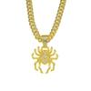 Three-dimensional Big Spider Diamond-encrusted Cuban Chain Pendant, European and American Punk Trend Hip-hop Hip-hop Accessories, Men's Necklace